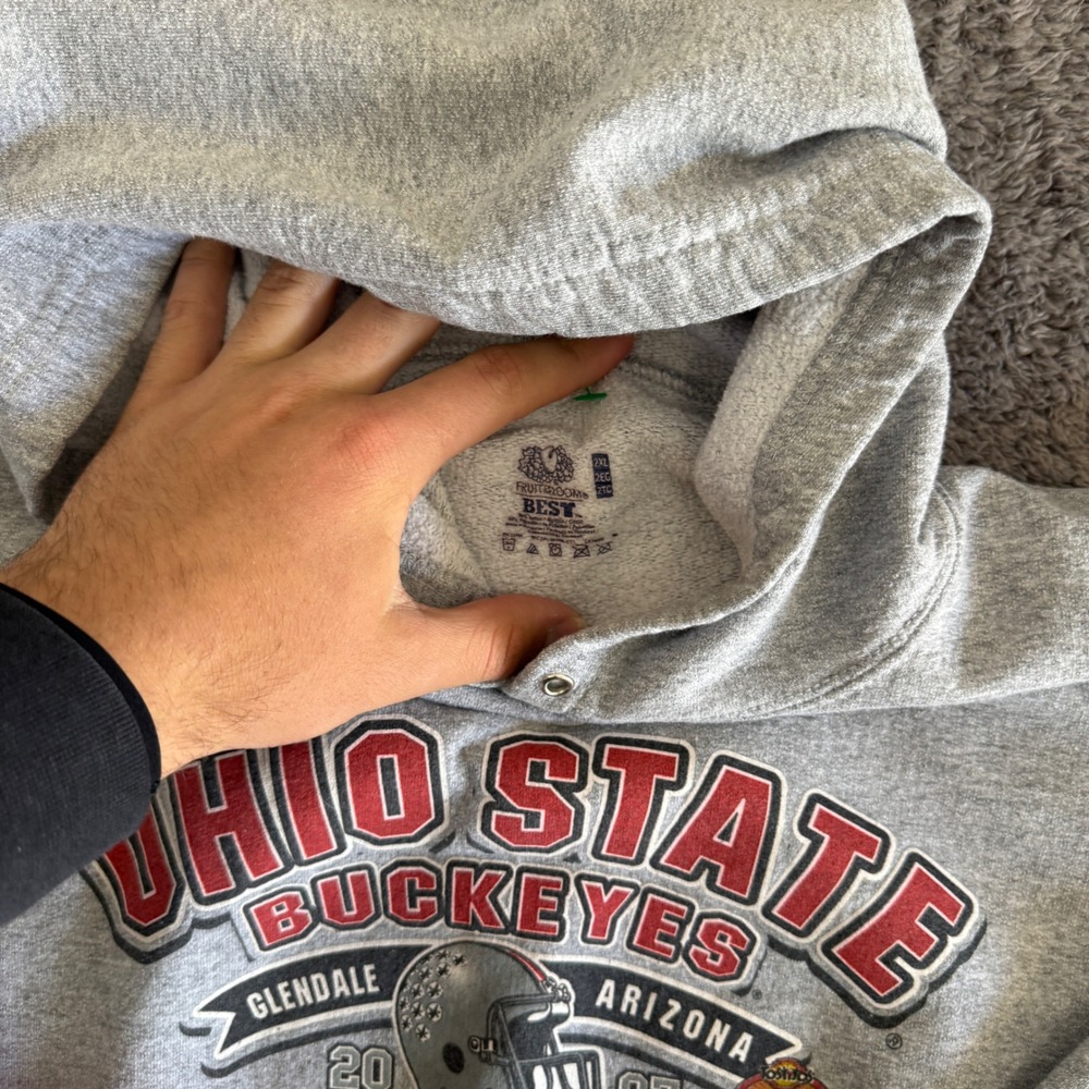 Fruit of the Loom Hoodie Mens 2XL Gray Excellent Ohio State 2007 Championship - Picture 5 of 7